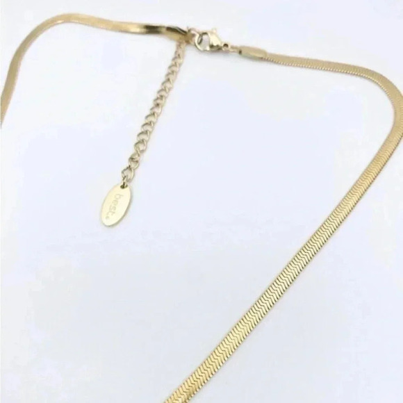 MICHELE 3mm Flat Dainty Snake Chain Necklace | 18k Gold Plated - Picture 2 of 6